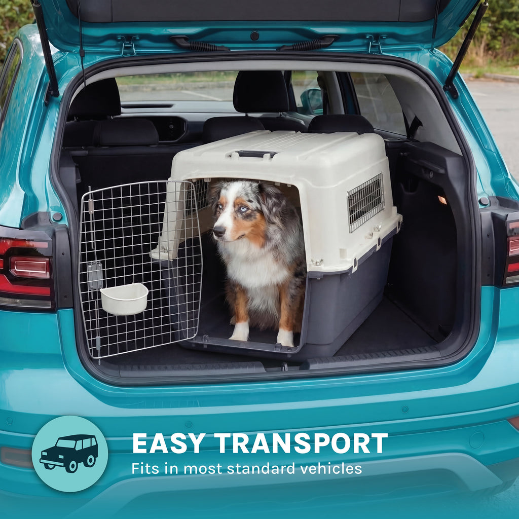 Large Airline-Approved Plastic Dog Kennel with Wheels