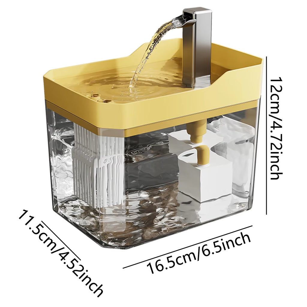 Automatic Cat Water Fountain with Transparent Design, USB-Powered Anti-Dry Burning Recirculating Water Dispenser and Filter Pump