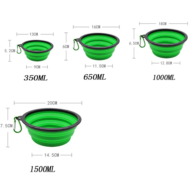 Portable Folding Silicone Dog Feeder Bowl - 2-in-1 Pet Dispenser for Outdoor Travel with Carabiner Bottle for Food and Water