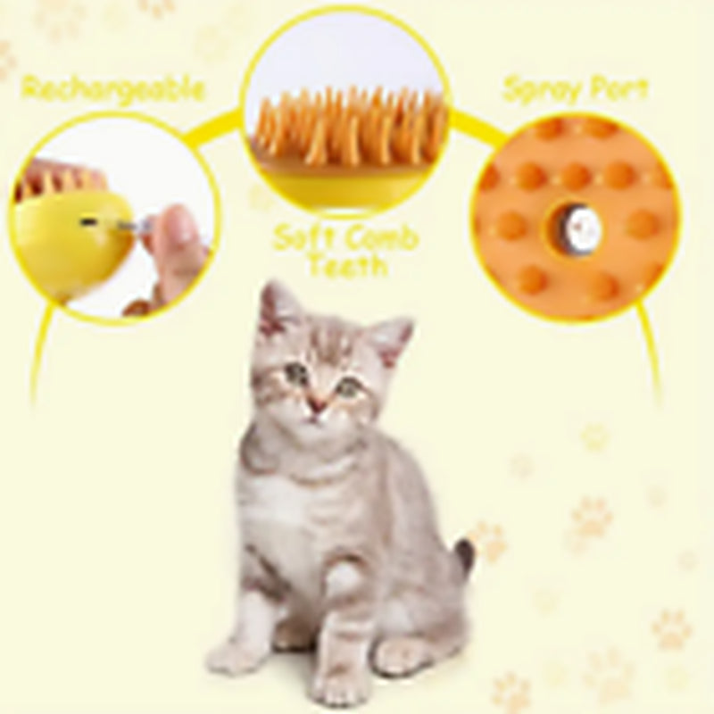 Rechargeable Hot Steam Grooming Brush for Cats and Dogs - Effortless Shedding Hair Removal