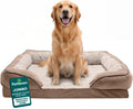 Large Dog Memory Foam Bed with Removable Bolsters and Washable Cover for Dogs up to 95 lbs - Plush Velvet Waves for Ultimate Comfort - Brownstone, Jumbo/XL