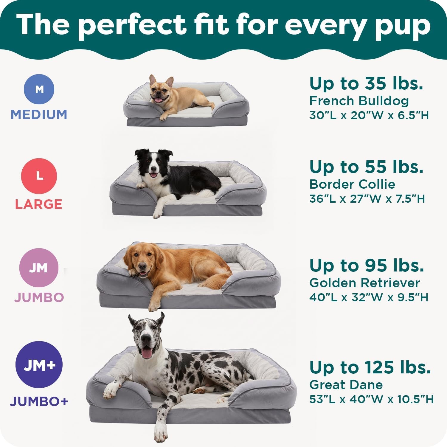Large Dog Memory Foam Bed with Removable Bolsters and Washable Cover for Dogs up to 95 lbs - Plush Velvet Waves for Ultimate Comfort - Brownstone, Jumbo/XL
