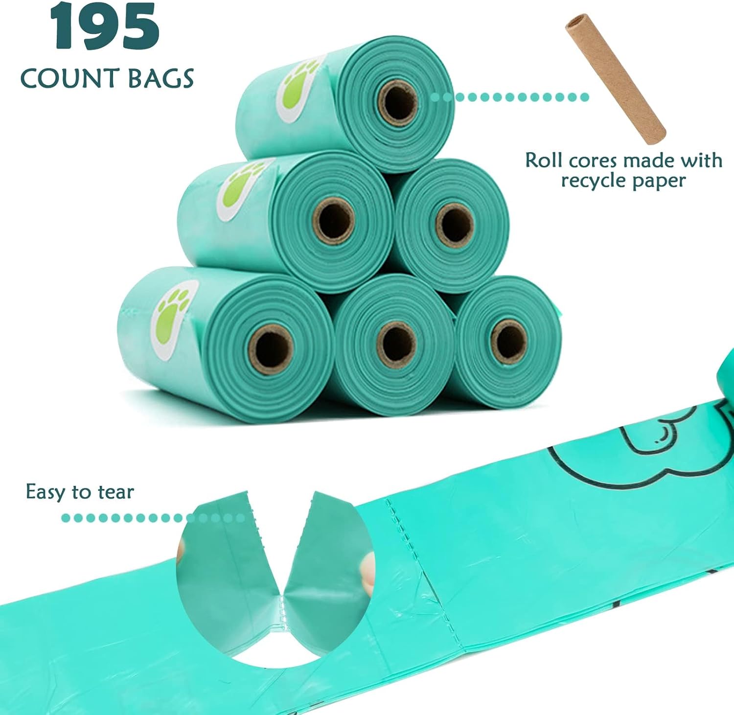 Premium Dog Waste Disposal System: Elegant Beige Dispenser with 195 Leak-Proof Lavender-Scented Bags and Secure Carabiner for Effortless Walks