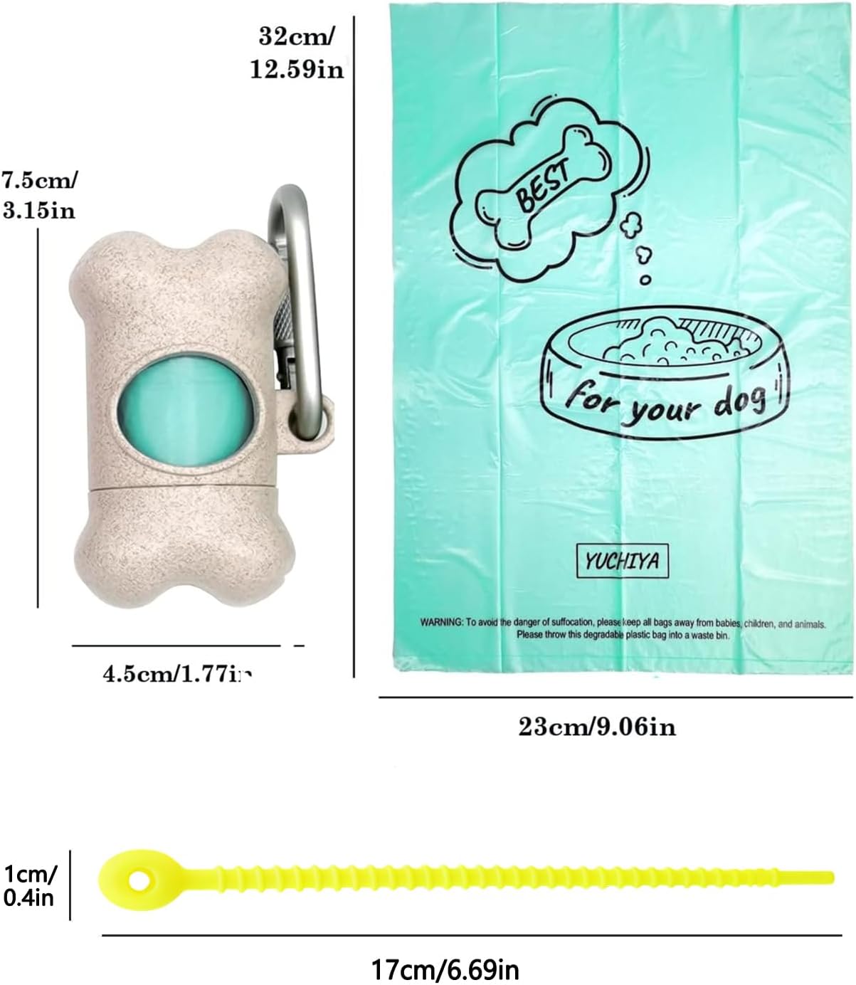 Premium Dog Waste Disposal System: Elegant Beige Dispenser with 195 Leak-Proof Lavender-Scented Bags and Secure Carabiner for Effortless Walks