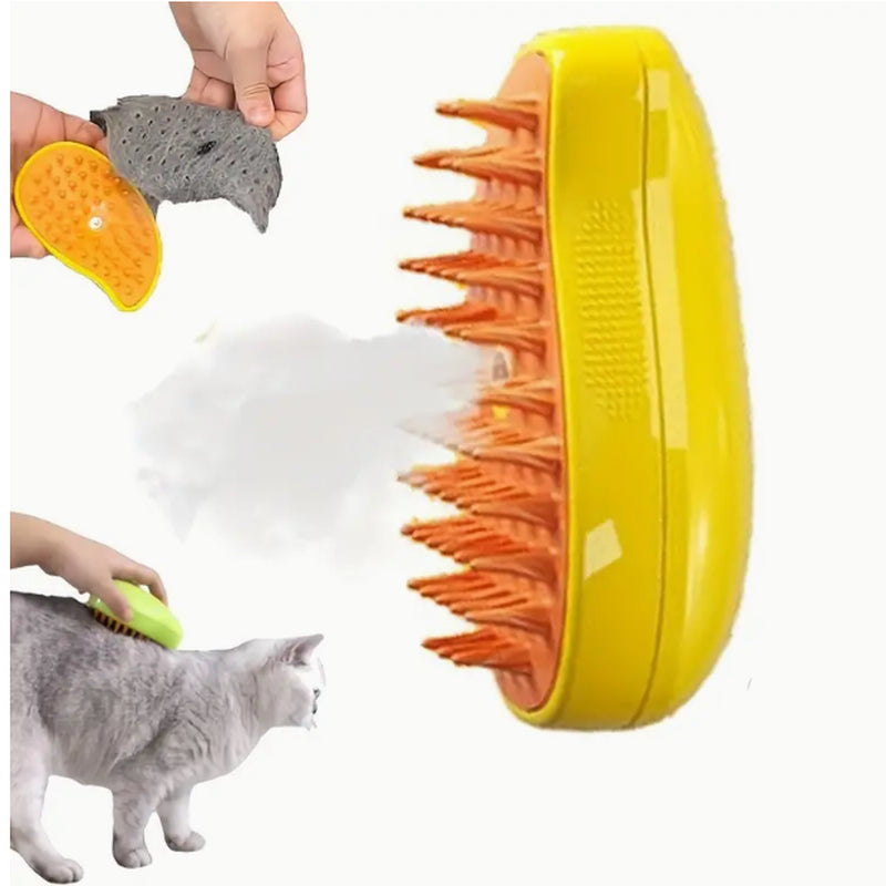 Rechargeable Hot Steam Grooming Brush for Cats and Dogs - Effortless Shedding Hair Removal