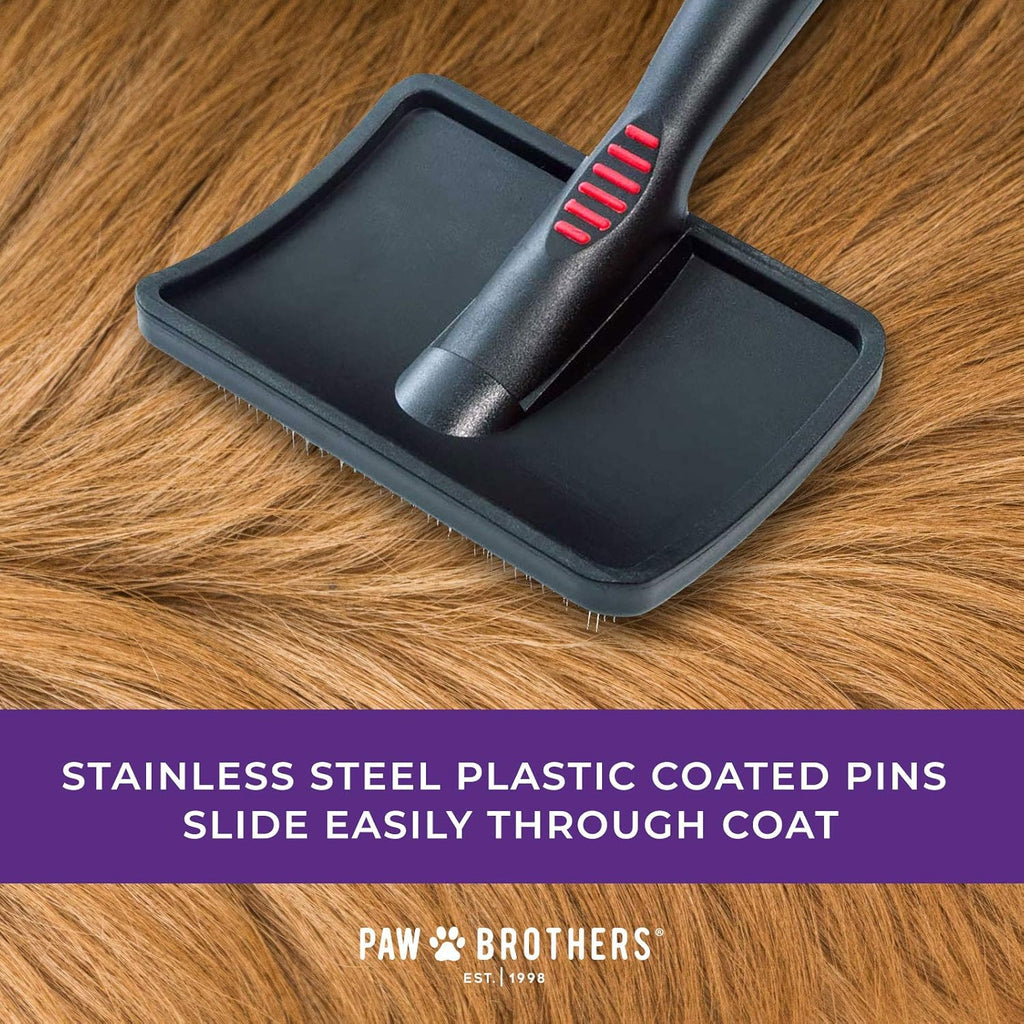 Paw Brothers Large Curved Slicker Brush for Dogs with Coated Tips, Maximum Coverage, and Gentle on Skin