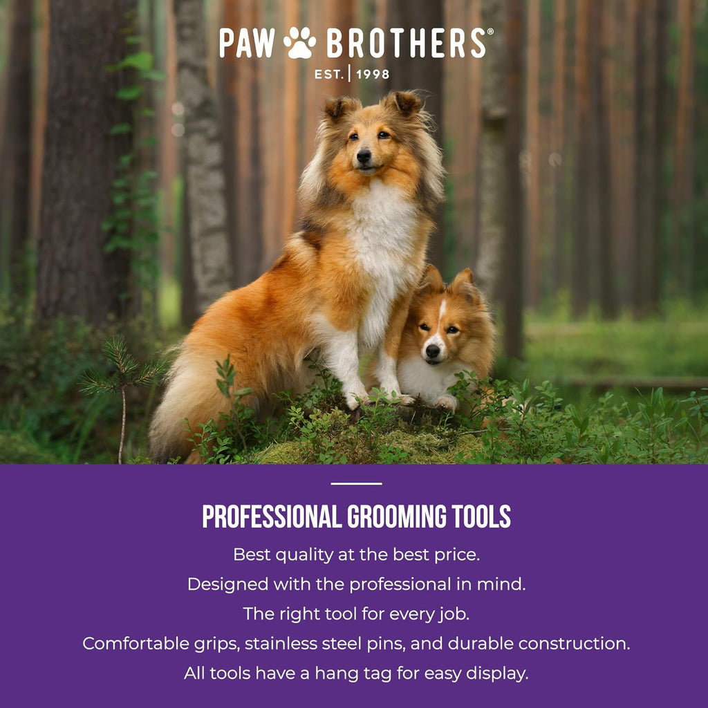 Paw Brothers Large Curved Slicker Brush for Dogs with Coated Tips, Maximum Coverage, and Gentle on Skin