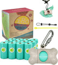 Premium Dog Waste Disposal System: Elegant Beige Dispenser with 195 Leak-Proof Lavender-Scented Bags and Secure Carabiner for Effortless Walks