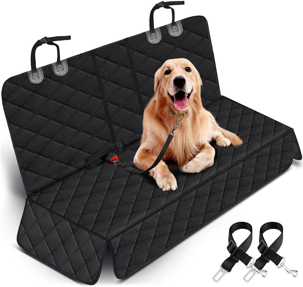 Dog Car Seat Cover - Waterproof Non-Slip Back Seat Protector for Pets, Compatible with Most Cars, SUVs, and Trucks - Black