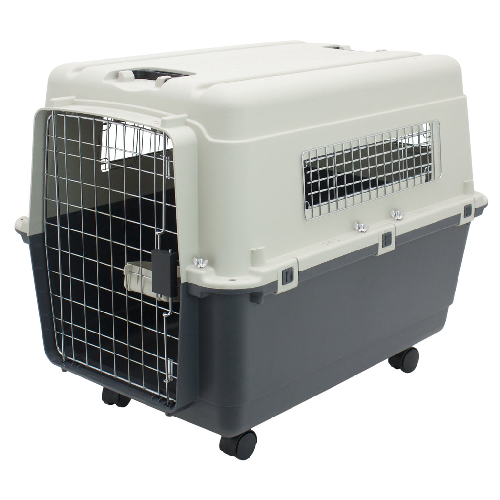 Large Airline-Approved Plastic Dog Kennel with Wheels