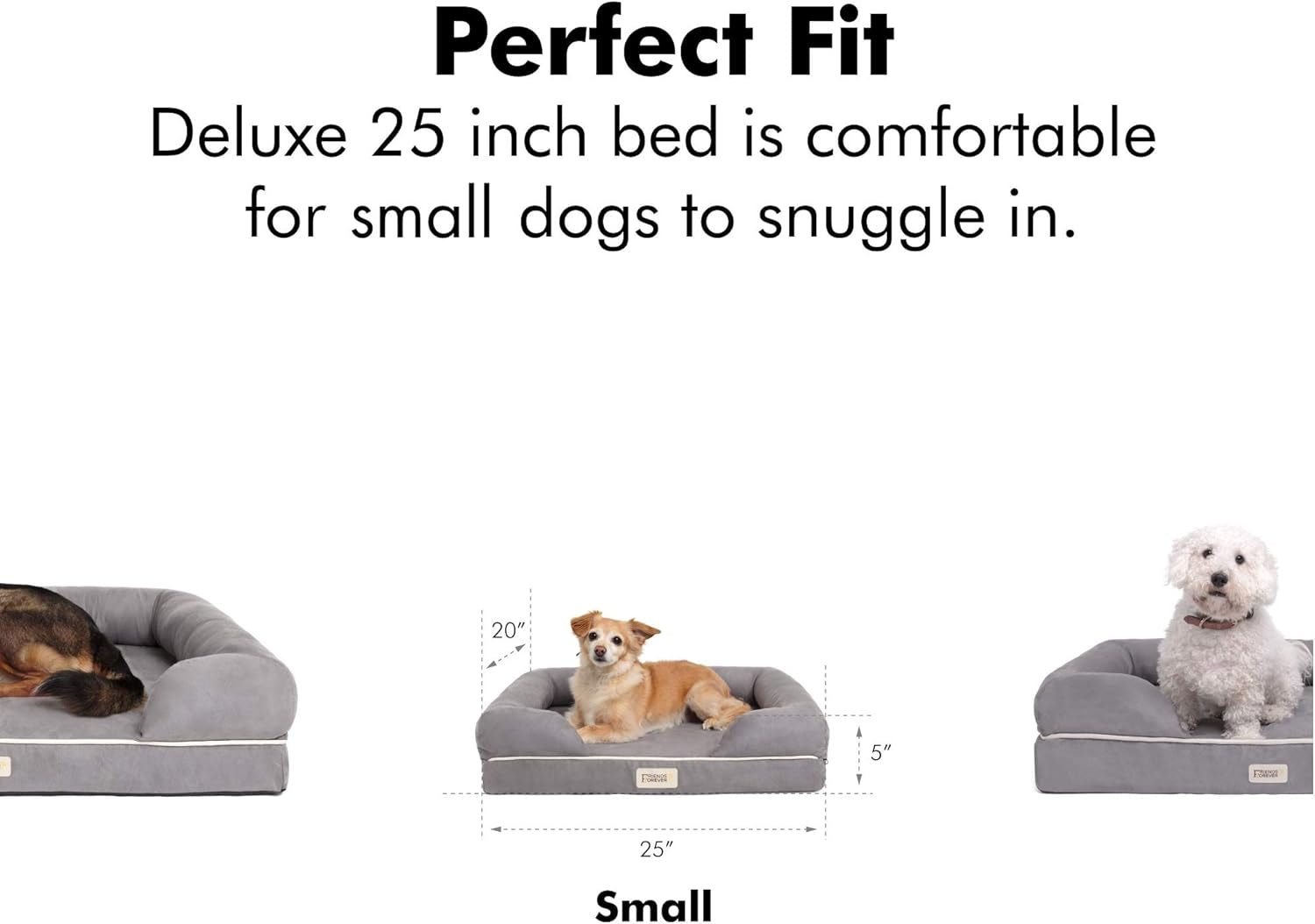 Orthopedic Memory Foam Dog Bed with Calming Couch Design, Washable Cover and Water-Resistant Liner, Non-Slip Base - Small Khaki Beige