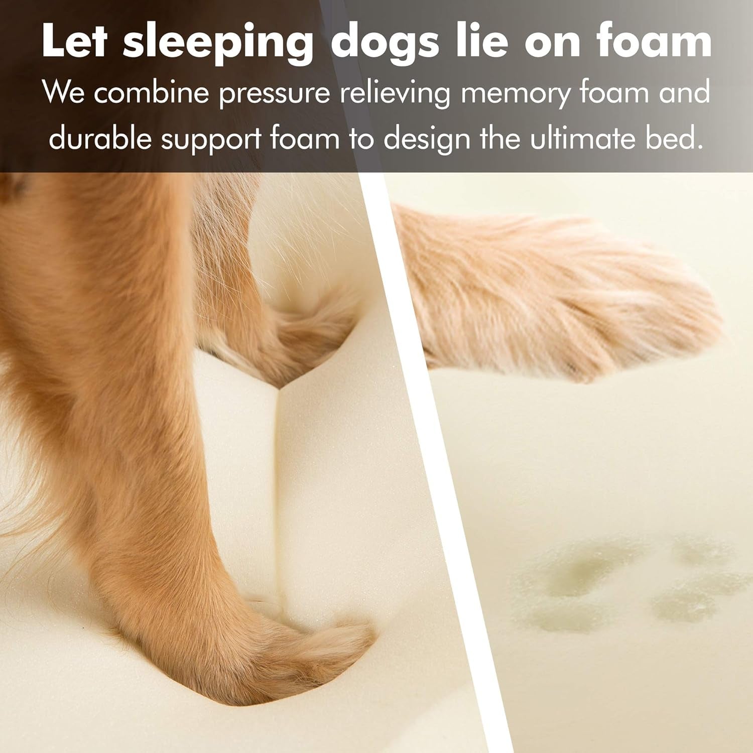 Orthopedic Memory Foam Dog Bed with Calming Couch Design, Washable Cover and Water-Resistant Liner, Non-Slip Base - Small Khaki Beige