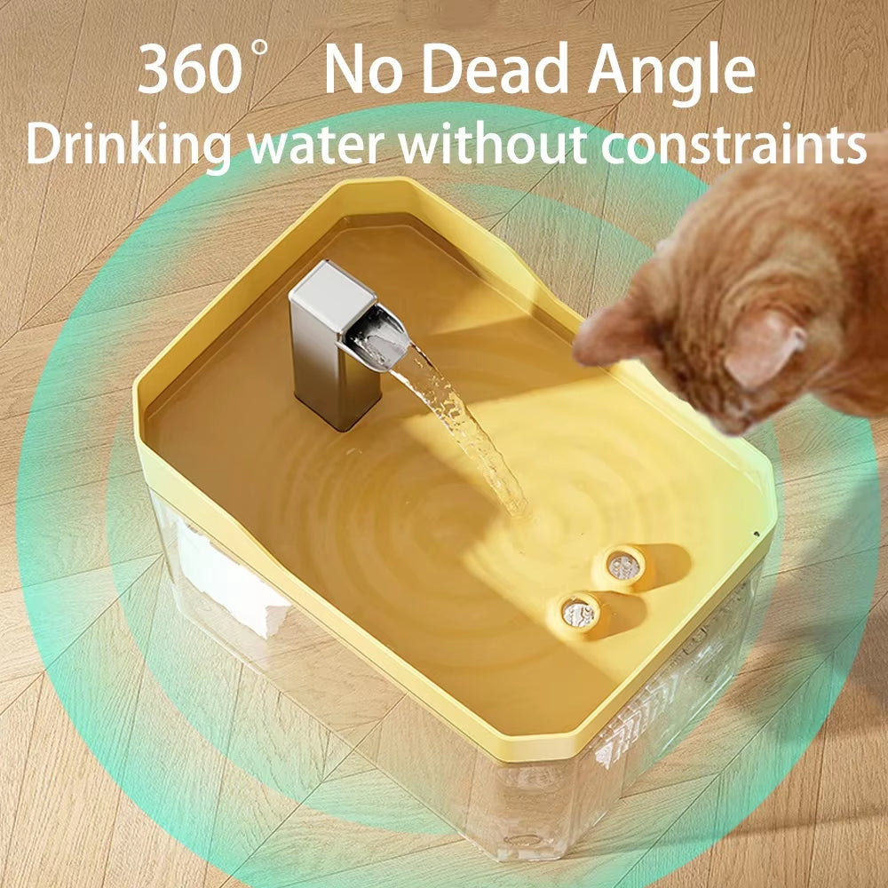 Automatic Cat Water Fountain with Transparent Design, USB-Powered Anti-Dry Burning Recirculating Water Dispenser and Filter Pump